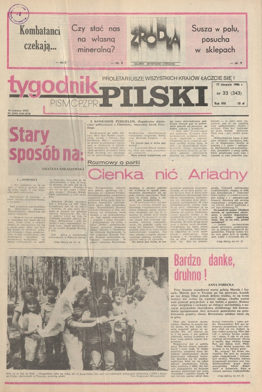 Mineralna w Kotuniu, marazm w Wapnie, a w Pile Brazylijki - "Tygodnik" w cytatach, rok 1986