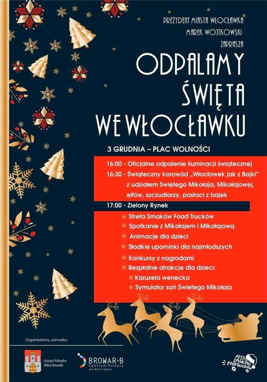 Jarmark Bożonarodzeniowy 2021 we Włocławku już w weekend. Oficjalne odpalenie iluminacji świątecznej [program]