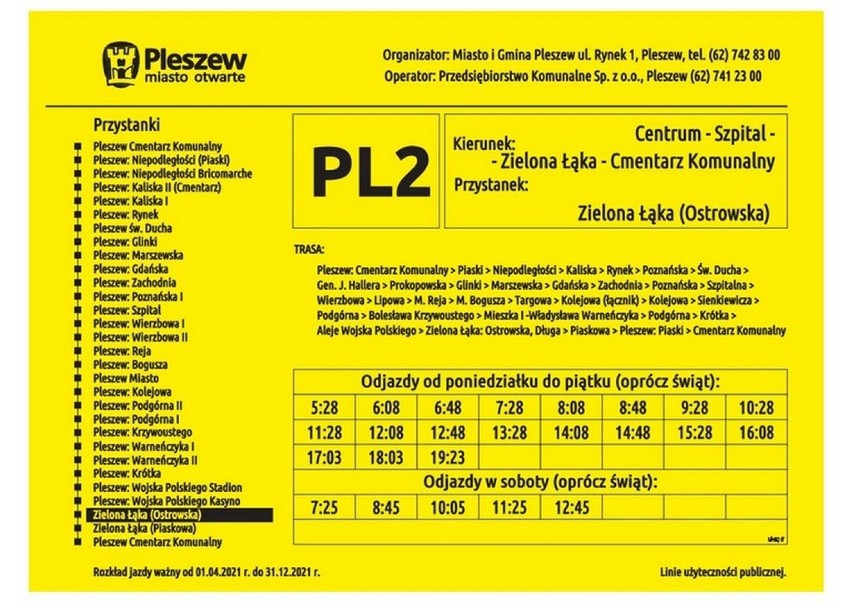 Pleszew. Sprawdź rozkład jazdy nowych pleszewskich autobusów linii PL1 i PL2