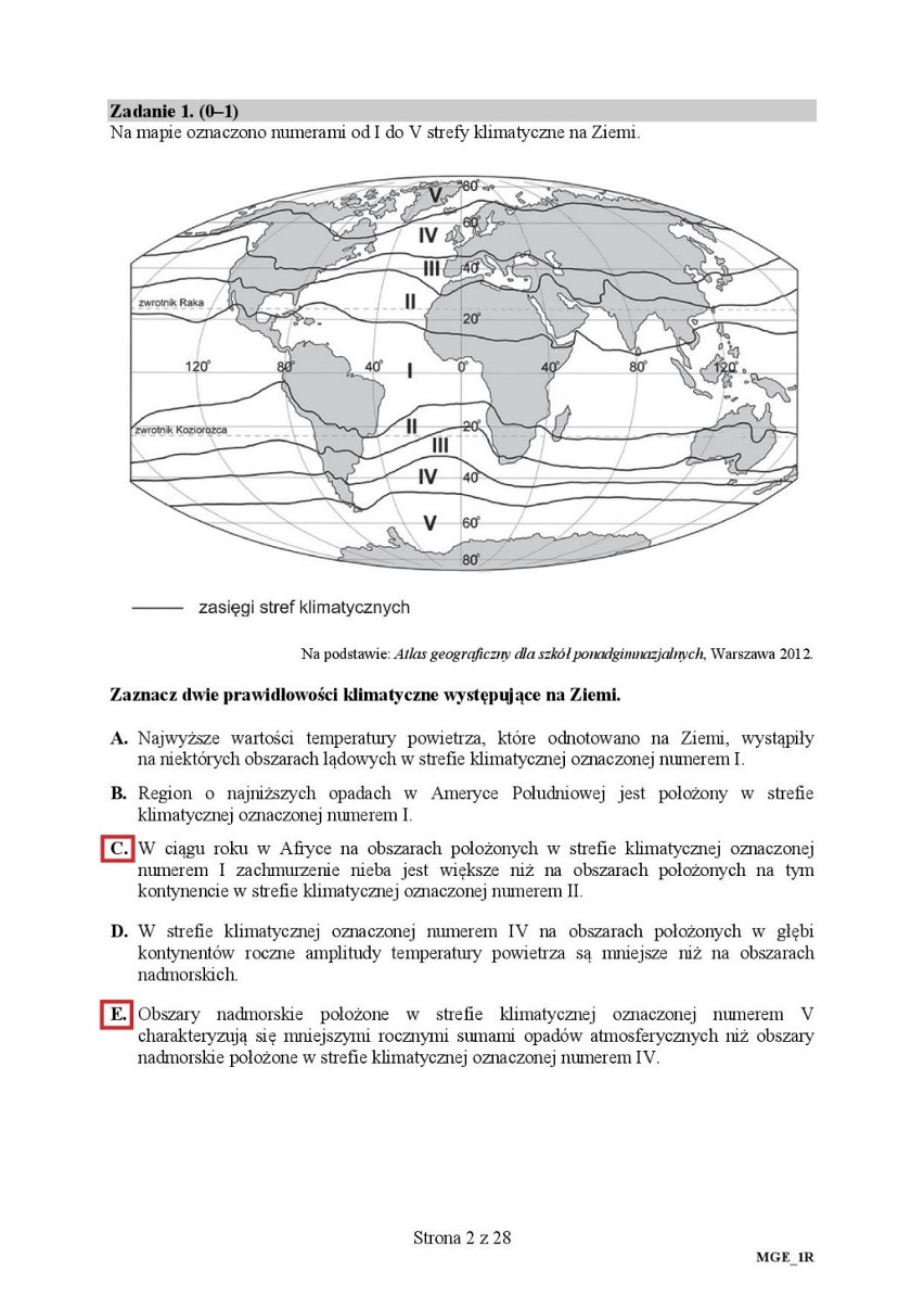 Matura z geografii 2018. KLUCZ ODPOWIEDZI, ARKUSZE PDF