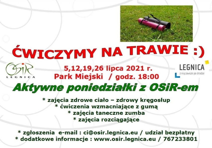 Legnica. Aktywne poniedziałki z OSiR-em. Przyjdź po południu do Parku Miejskiego i weź udział w zajęciach fizycznych. Za darmo!