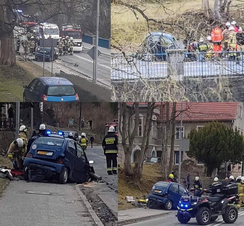 Lądek-Zdrój: Czołowe zderzenie samochodów osobowych na ul....