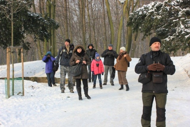 Nasza dzisiejsza grupa w bytomskim Parku Miejskim im. Franciszka Kachla liczyła dziesięciu uczestnik&oacute;w. Piękna pogoda dodała uroku przedpołudniowemu spacerowi. Fot.Piotr A. Jeleń