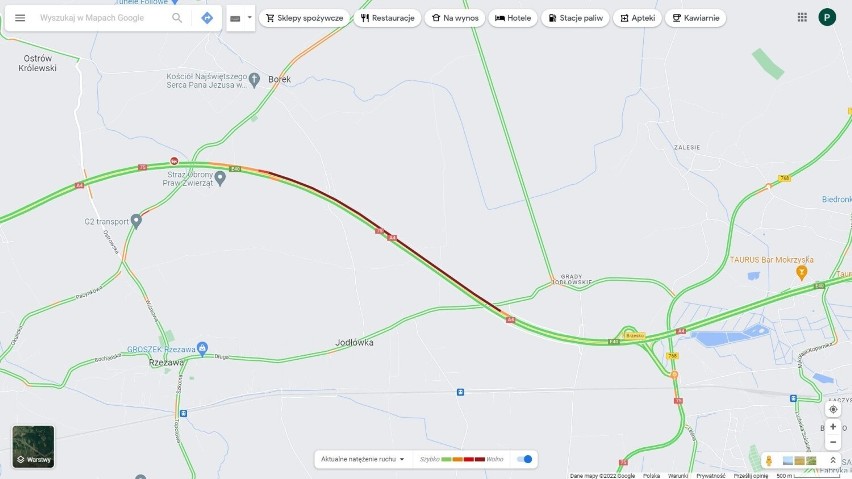 Z powodu zdarzenia z koparką, która spadła na jezdnię...