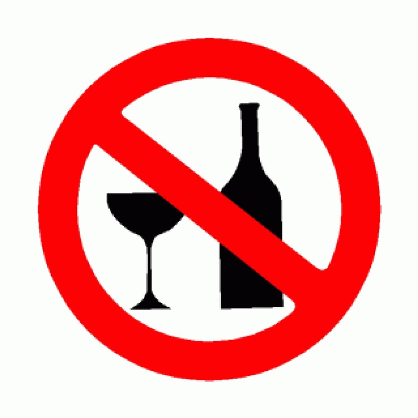 Oto przykładowa tabliczka o zakazie picia alkoholu