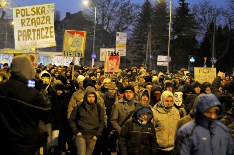 Sierakowianie byli 2 lutego na proteście przeciw ACTA w Poznaniu