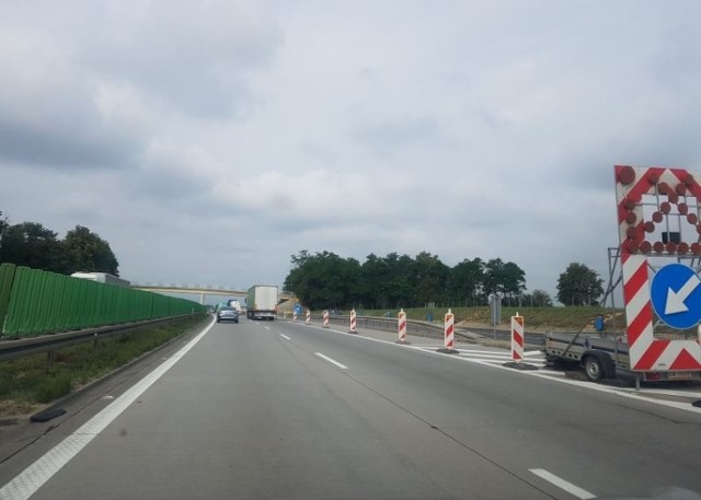 Zwężenia na autostradzie A4 pod Wrocławiem.