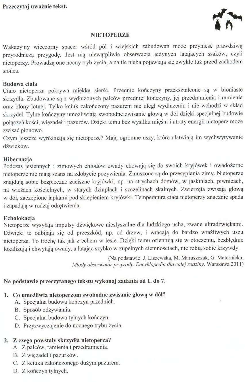 Sprawdzian trzecioklasisty 2012 [TESTY, ROZWIĄZANIA]