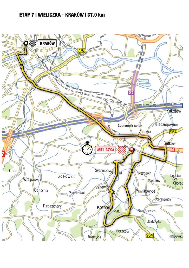 Mapka VII etapu 70 Tour de Pologne