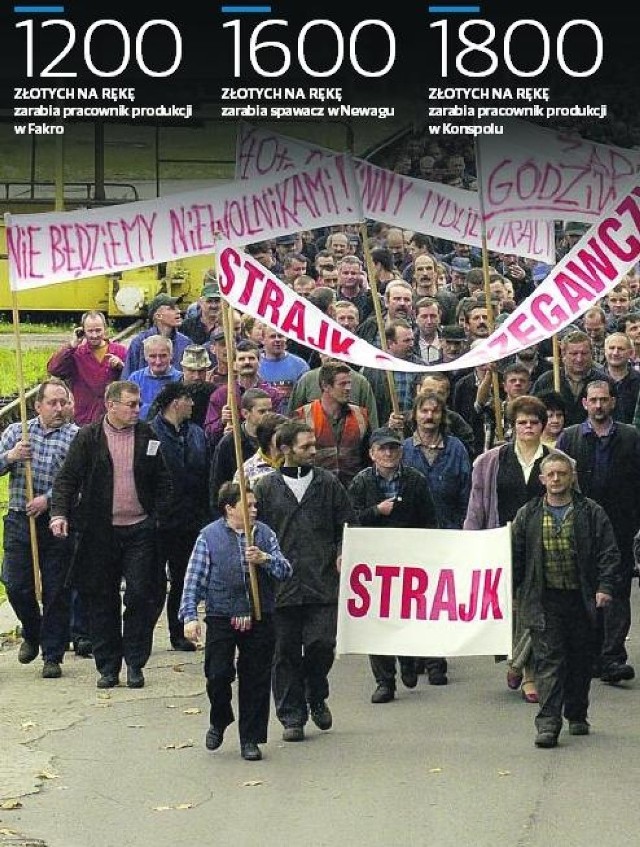 Strajk ostrzegawczy w Newagu w październiku 2007 r. zakończył się wywalczeniem 200 zł podwyżki. Pięć lat później doszło do trzydniowego strajku. Efektem było 170 zł dodatku do pensji