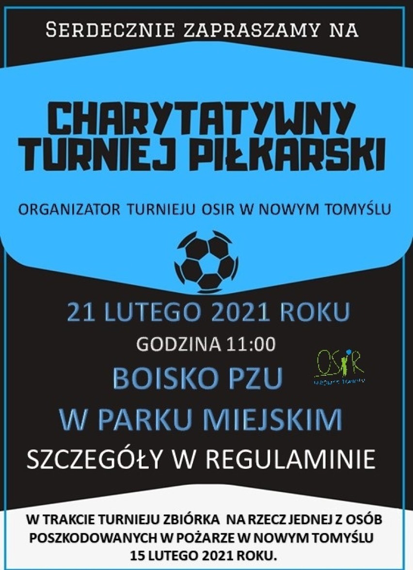 Nowy Tomyśl. OSiR organizuje charytatywny turniej piłki nożnej dla rodziny, która ucierpiała w pożarze kamienicy