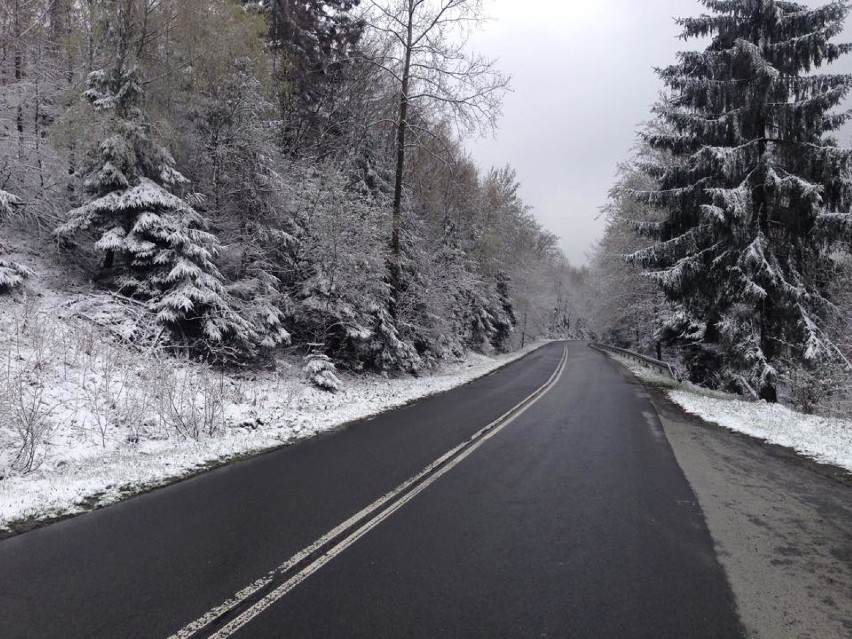 Opady śniegu w Beskidach. Zima się przypomina, ślisko na drogach [ZDJĘCIA]