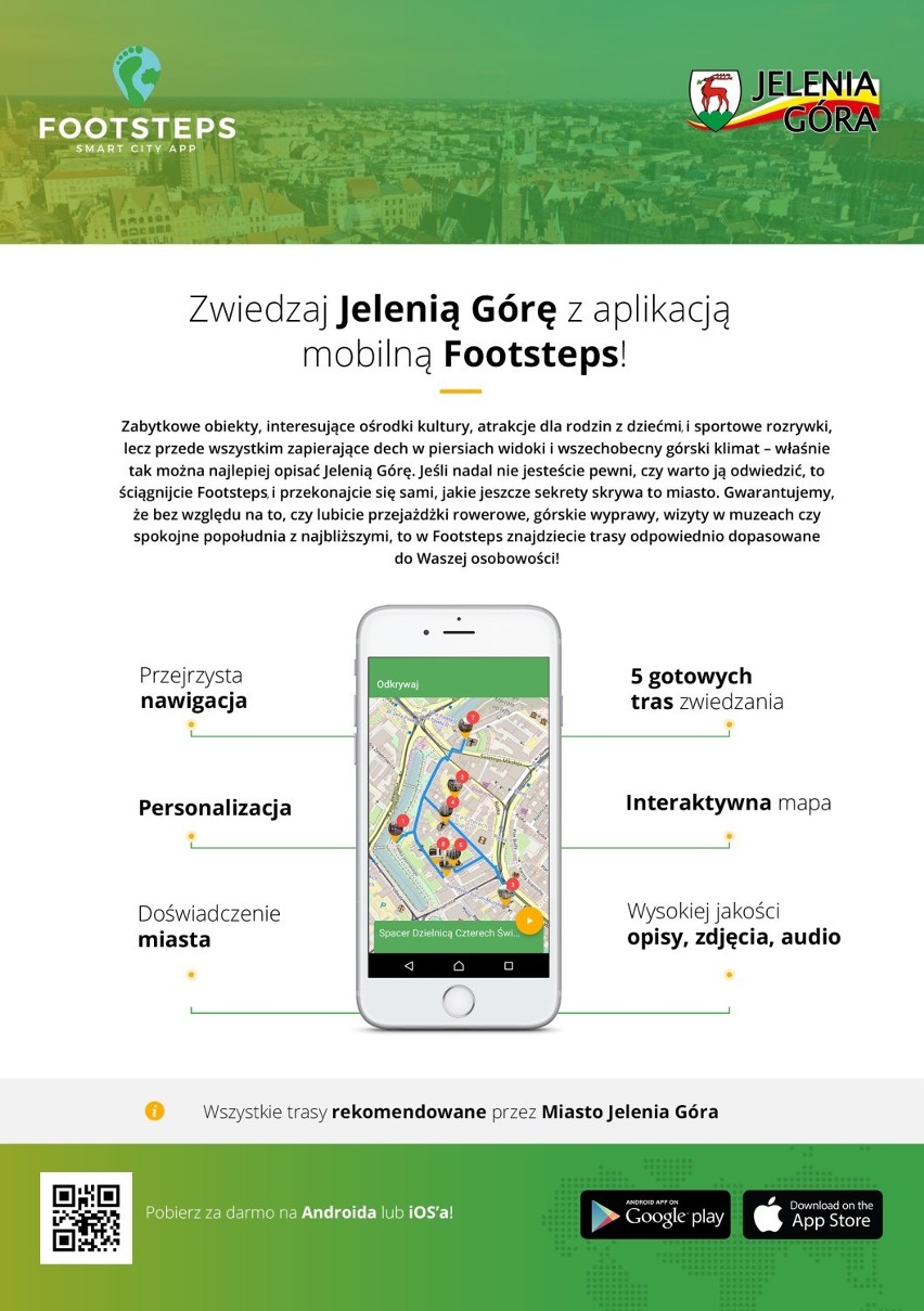 Zwiedzaj Jelenią Górę z Footsteps, nową aplikacją mobilną miasta