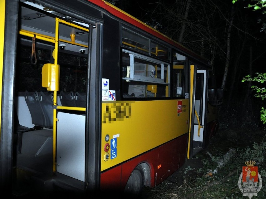 Warszawa: pijany kierowca autobusu wjechał do lasu. Miał 3...