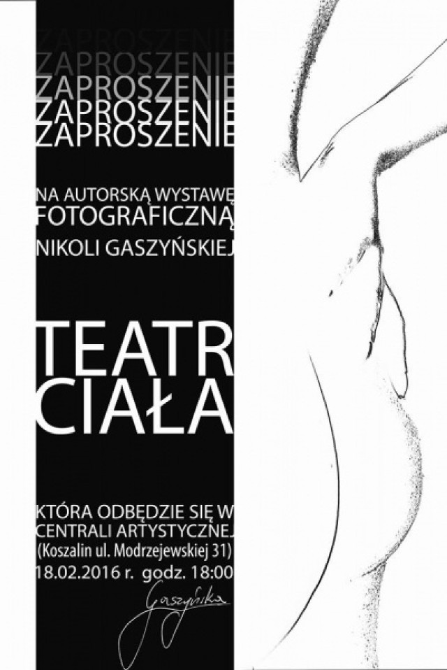 Pałac Młodzieży serdecznie zaprasza na Wernisaż Fotografii Nikoli Gaszyńskiej Teatr Ciała