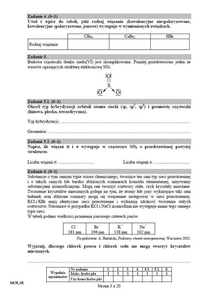 MATURA 2015. CHEMIA rozszerzona dla LO ODPOWIEDZI + ARKUSZE