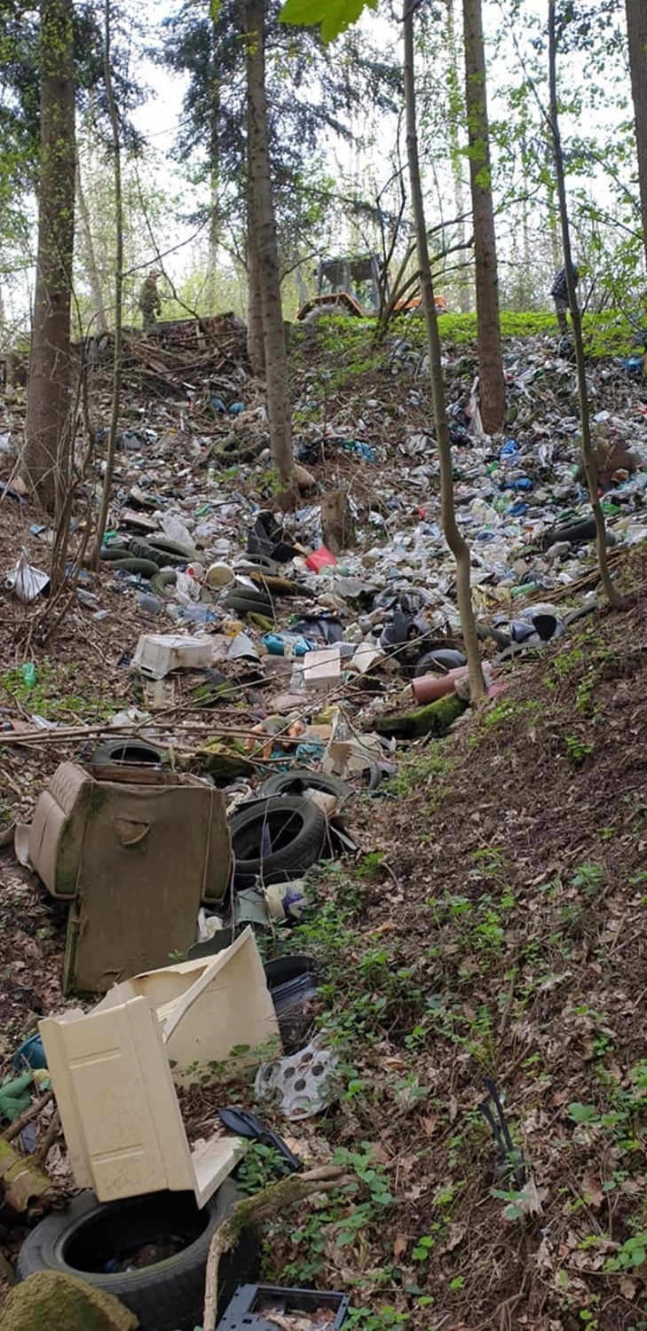 Dwie tony śmieci w lesie w Sowinie. "Czegoś takiego dawno nie widzieliśmy" [ZDJĘCIA]