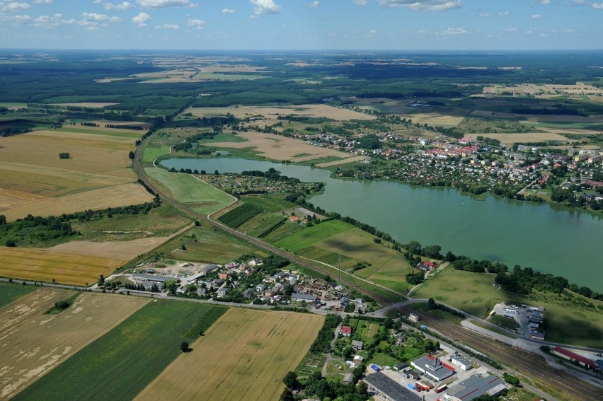 Człuchów z lotu ptaka. Lipiec 2013