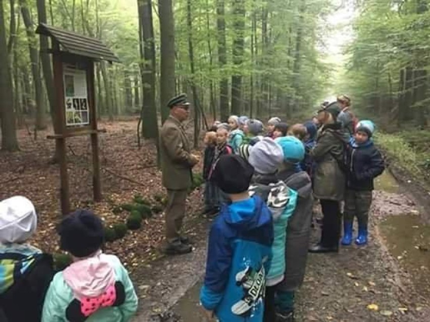 Uczniowie szkoły w Kuczkowie wybrali się na edukacyjny spacer po lesie