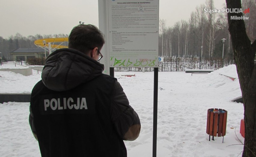 Łaziska Górne: nieletni wandal pomalował ławki i tablice informacyjne