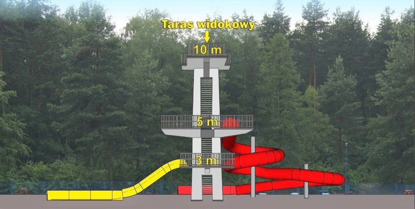 Wizualizacja zagospodarowania wieży na odkrytym basenie w...