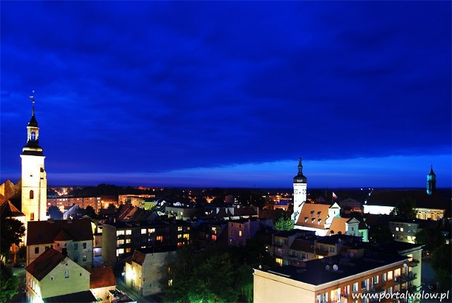 Widok na Wołów z wieży starostwa.