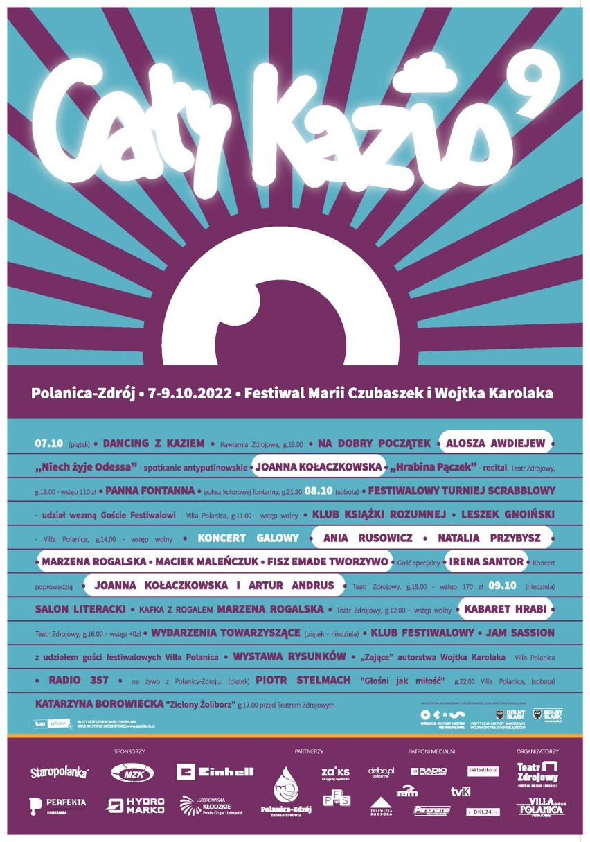 Program Festiwalu "Cały Kazio" w Polanicy-Zdroju 2022