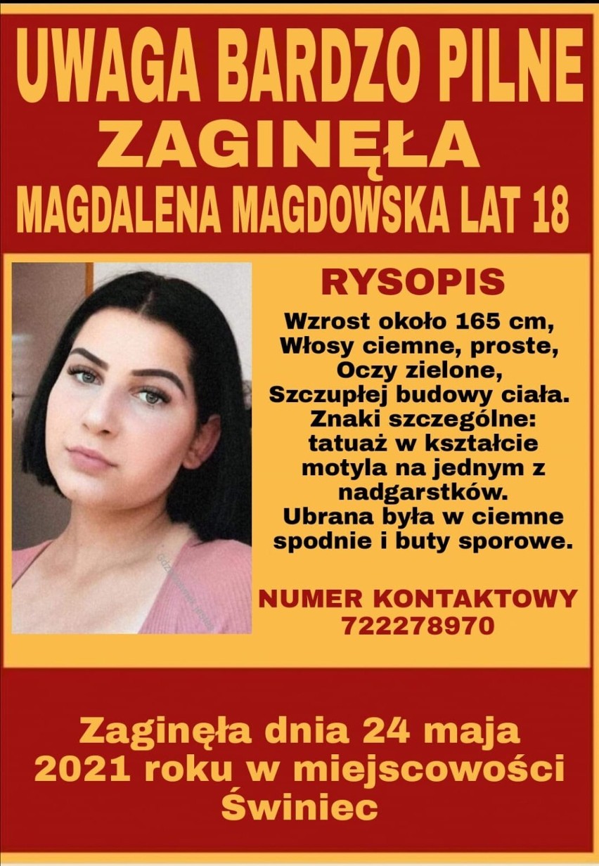 Kto wie, gdzie jest 18-letnia Magdalena Magdowska?! Szuka jej policja z Kamienia Pomorskiego. AKTUALIZACJA: Magda niestety nie żyje...