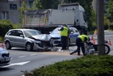 Poważny wypadek w Głogowie. Motocykl i auto roztrzaskane na Obrońców Pokoju. ZDJĘCIA