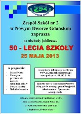 Zespół Szkół nr 2 w Nowym Dworze Gdańskim zaprasza na obchody 50 rocznicę utworzenia placówki