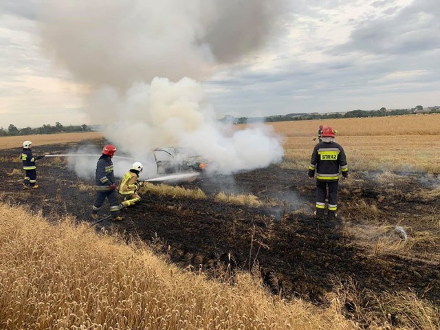 Mimo szybkiej akcji strażaków samochodu płonącego między Mokrskiem a Krzyworzeką nie udało się ocalić