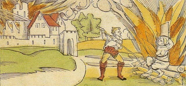 Fragment ulotki ze spaleniem rzekomej wiedźmy w 1531 r. z miasta Schiltach w Niemczech