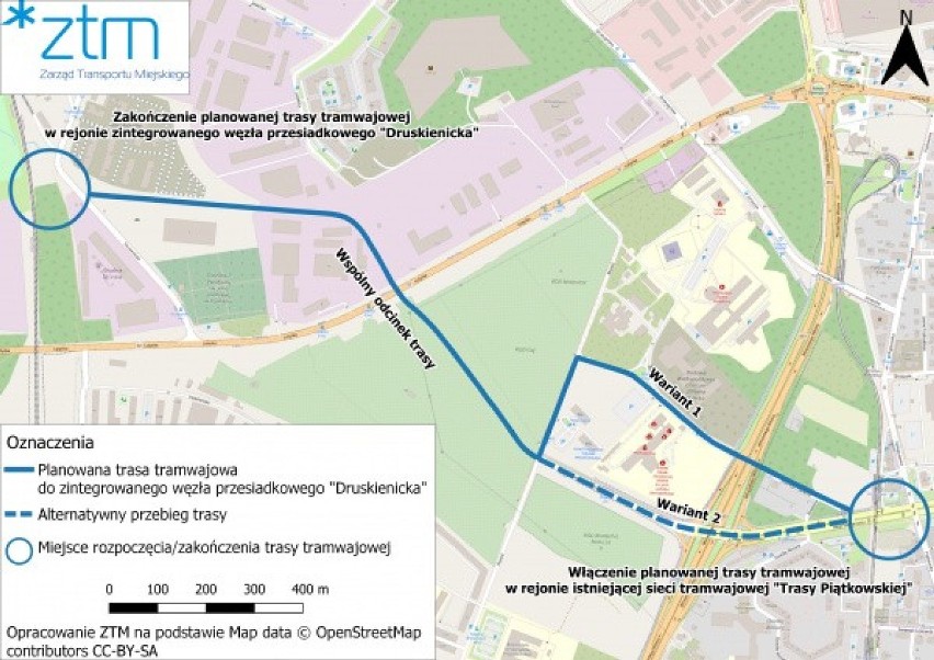 Trasa tramwajowa na Podolany.