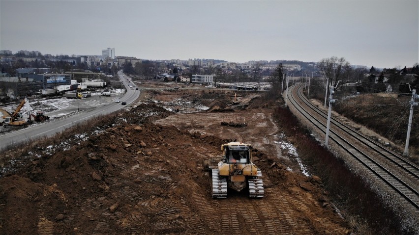 Prace na budowie węzła Grębałów