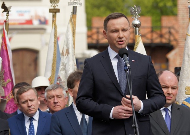 Prezydent Andrzej Duda na pielgrzymce robotników w Kaliszu w 2016 roku