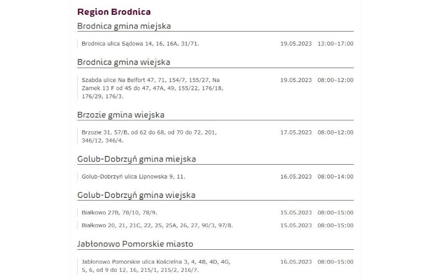 Spółka Energa Operator regularnie publikuje informacje na...