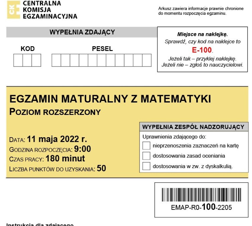 Matura 2022 - matematyka - poziom rozszerzony. Jakie zadania były z matematyki? Mamy opinie. Publikujemy arkusz CKE i odpowiedzi 11.05.2022