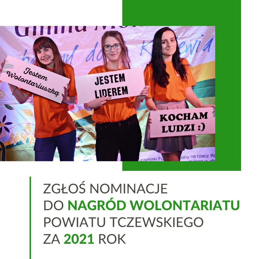 Zgłoś kandydatów do Nagród Wolontariatu Powiatu Tczewskiego za 2021 rok