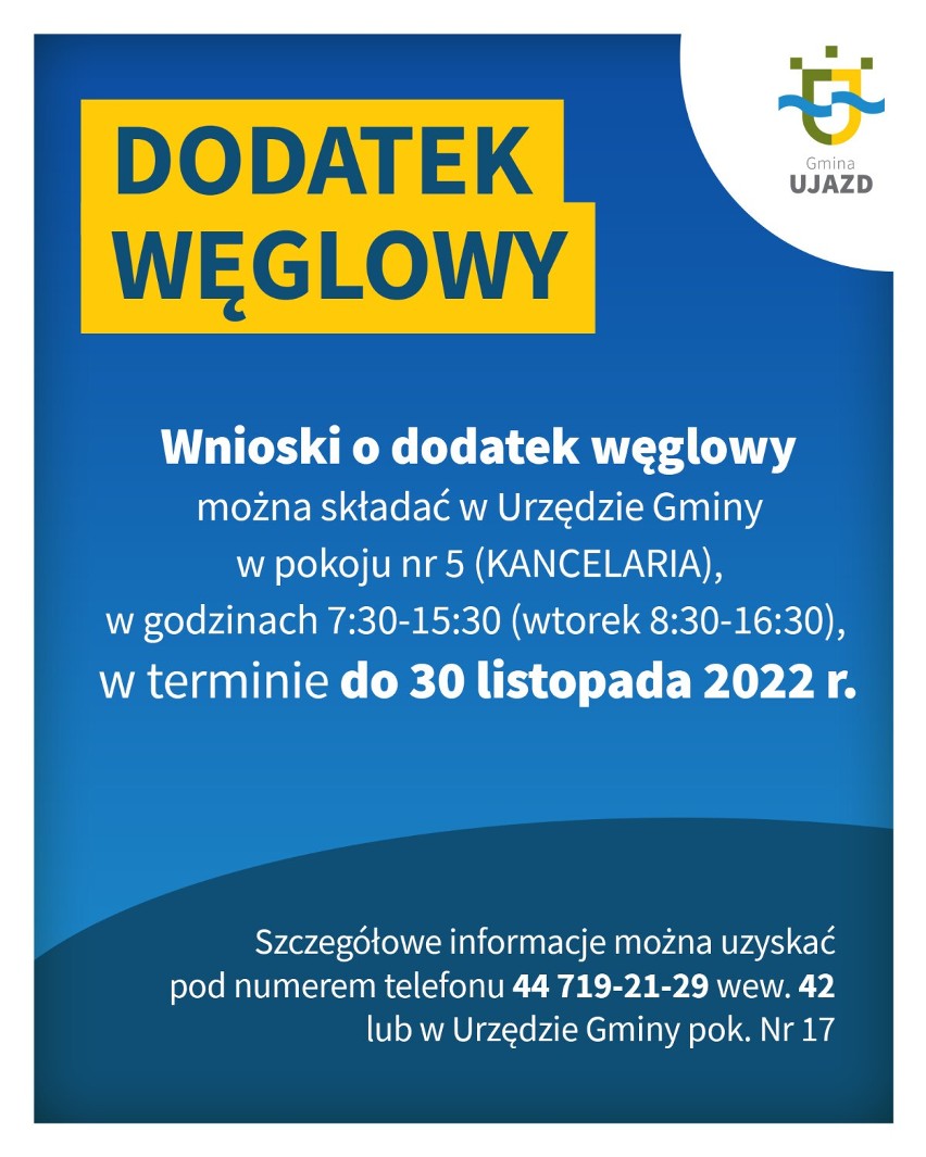 Które gminy w powiecie tomaszowskim przyjmują wnioski o wypłatę 3000 zł dodatku węglowego?