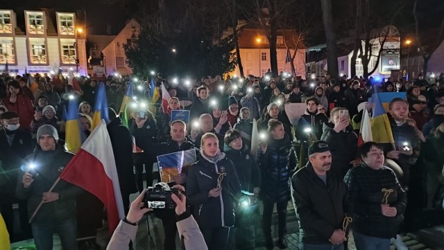 Protest zielonogórzan przeciw wojnie na Ukrainie, 24 lutego 2022 roku
