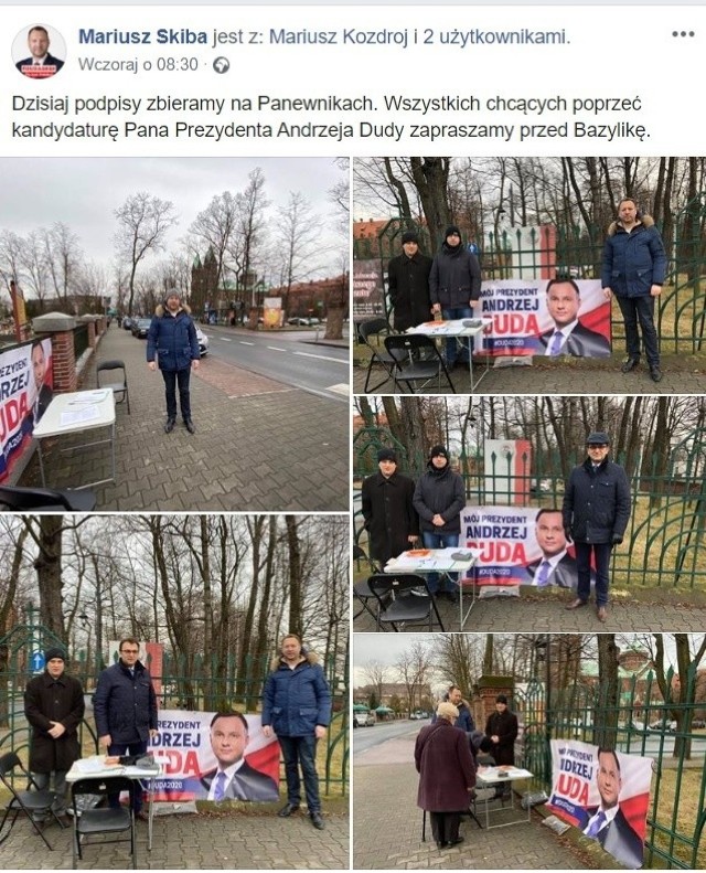 Zbiórka podpisów poparcia dla Andrzeja Dudy, którą sympatycy PiS, w tym wiceprezydent Mariusz Skiba, zorganizowali w niedzielę w Panewnikach. Zdjęcia z akcji wiceprezydent Skiba zamieścił na swoim Facebooku.