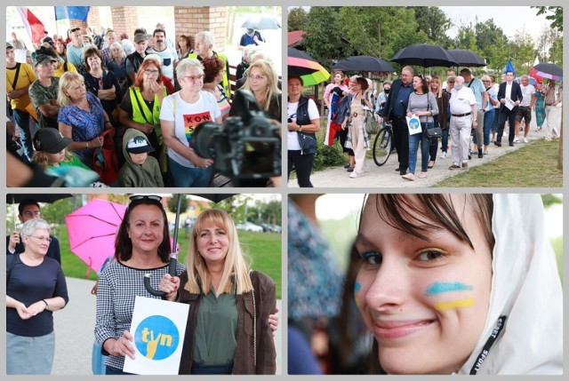 Manifestacja "Wolne media" w parku na Słodowie we Włocławku, 10 sierpnia 2021 roku.