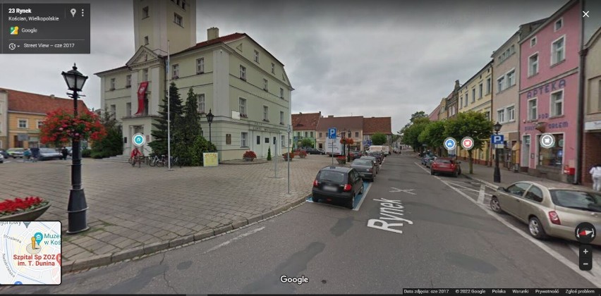 Kościan. Rynek i okolice w Google Street View