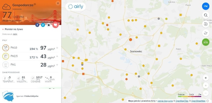 W tych miastach i powiatach województwa śląskiego czujniki...