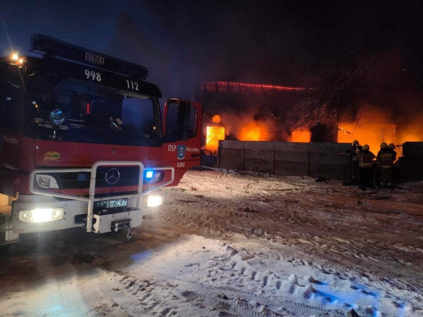 Pożar budynku gospodarczego w Jajczakach. Z ogniem walczyło 12 zastępów straży