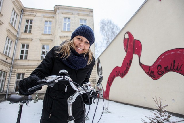 Maria Janowicz promuje jazdę na rowerze wśród uczniów