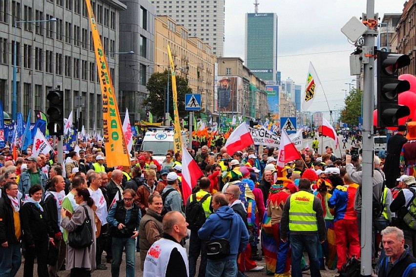 Protesty związkowców w Warszawie.