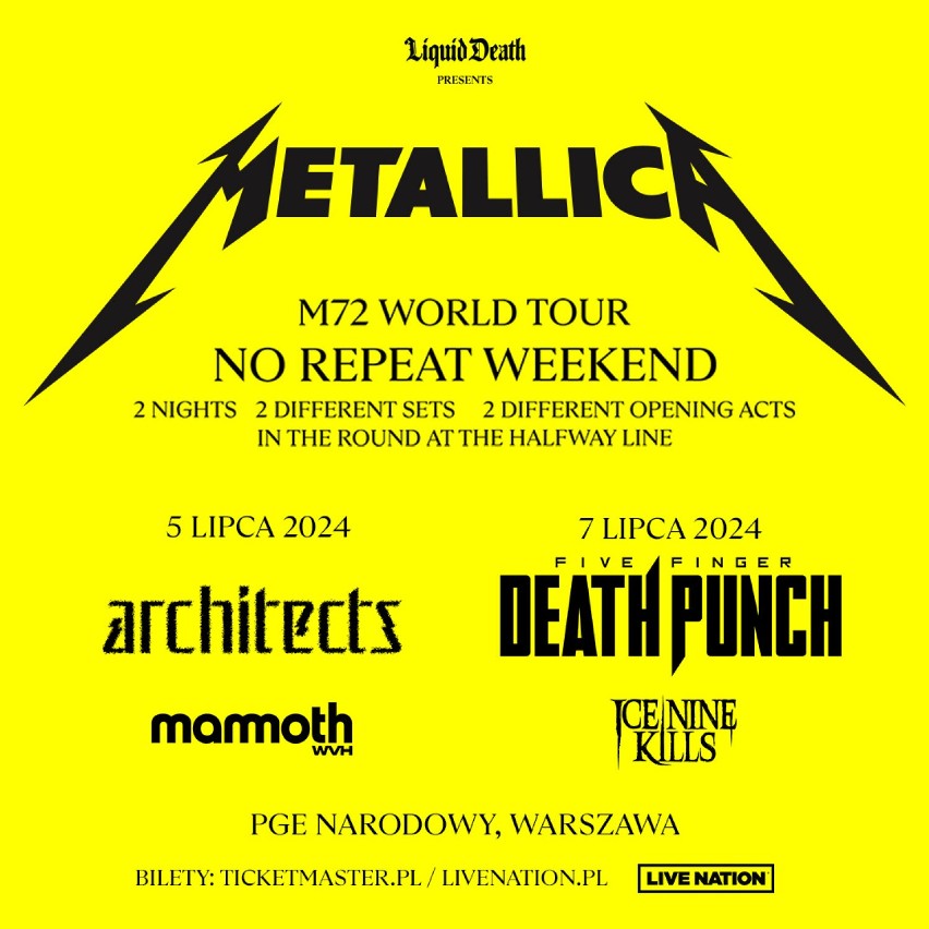 Metallica w Warszawie. Znamy datę dwóch koncertów