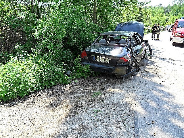 Wypadek w Lipie . Auto uderzyło w drzewo [zdjęcia]