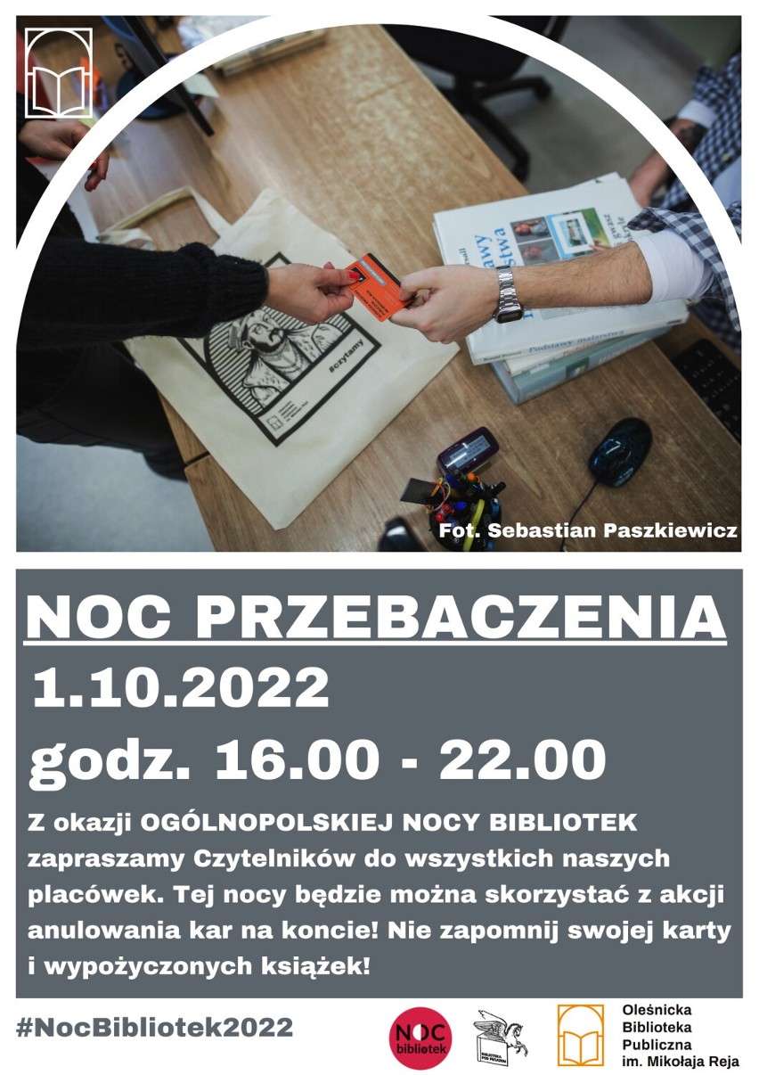 Oleśnicka Noc Bibliotek 2022 zbliża się wielkimi krokami. Mamy program wydarzenia!